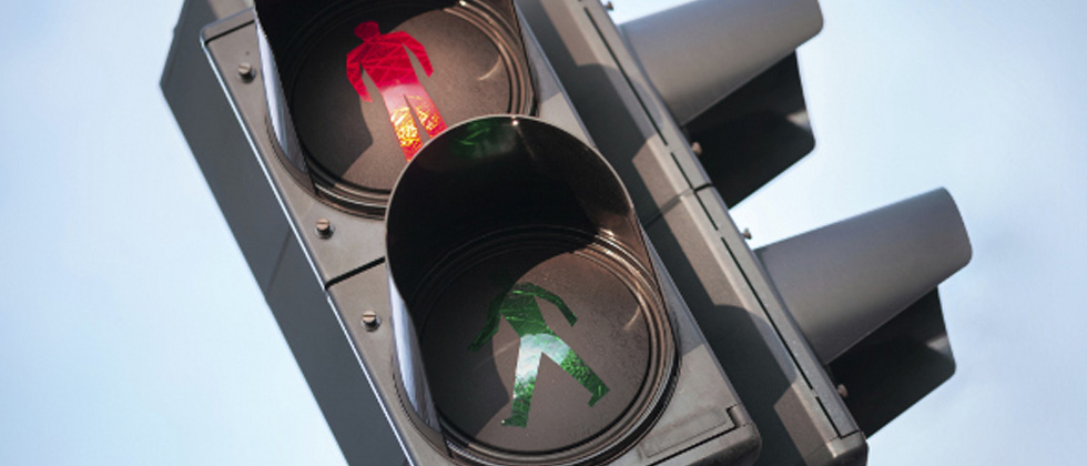 A pedestrian walk symbol showing a no walk sign