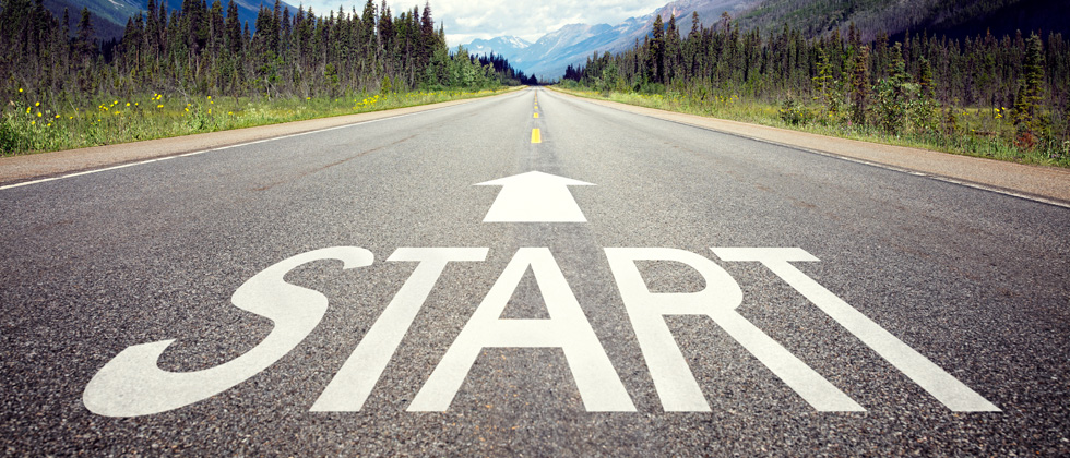 A road that has START with an arrow written on it