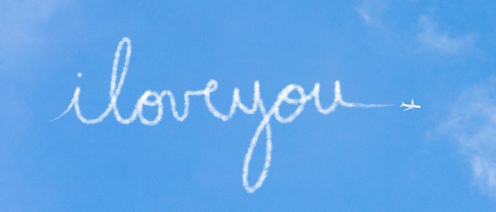 I love you written in the clouds by a plane