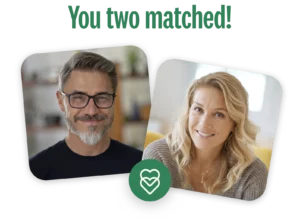 A woman and a man with the caption “You two are a perfect match”