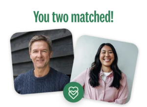 Single woman and man with headline "You two matched!"