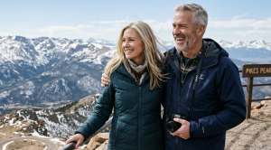 A couple taking in views of the pikes peak in colorado springs. (Generated with AI)