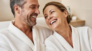 A couple enjoying a day at the spa. (Generated with AI) (Generated with AI)