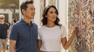 A couple looking at art.