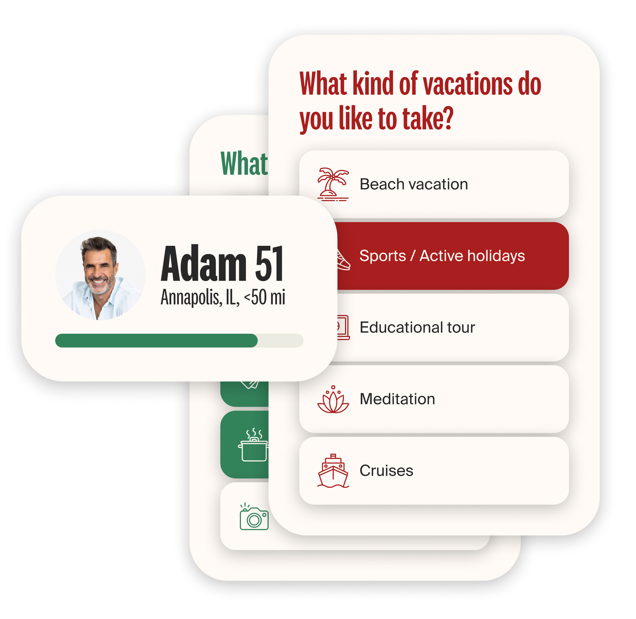 example eharmony compatibility test question with profile snippet Adam 51